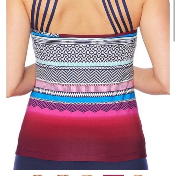 NWT JAG Ombre Stripe Multi-Strap Back Tankini Swim Top S Small - Picture 3 of 11